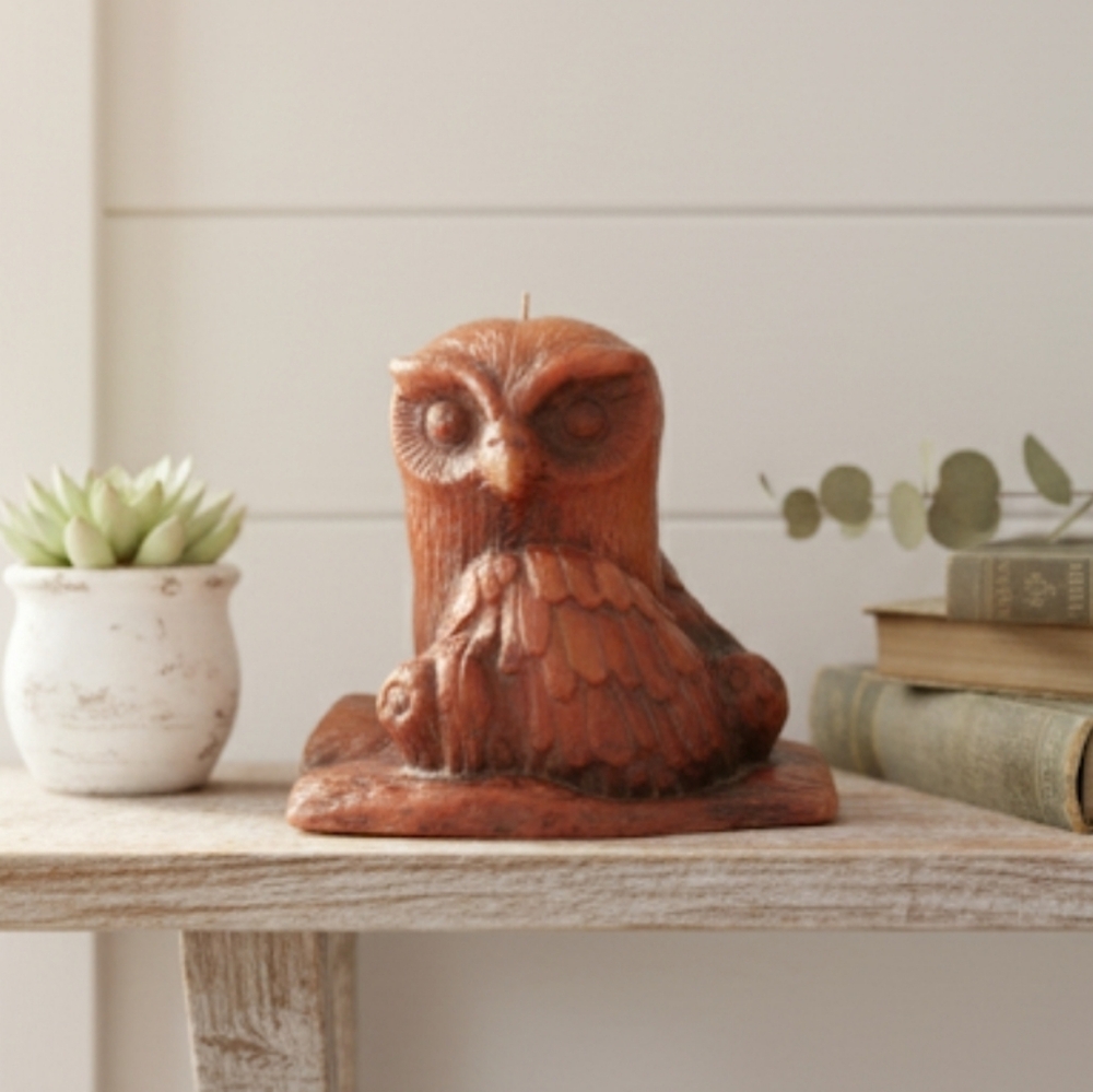 Vintage Rustic Owl Candle